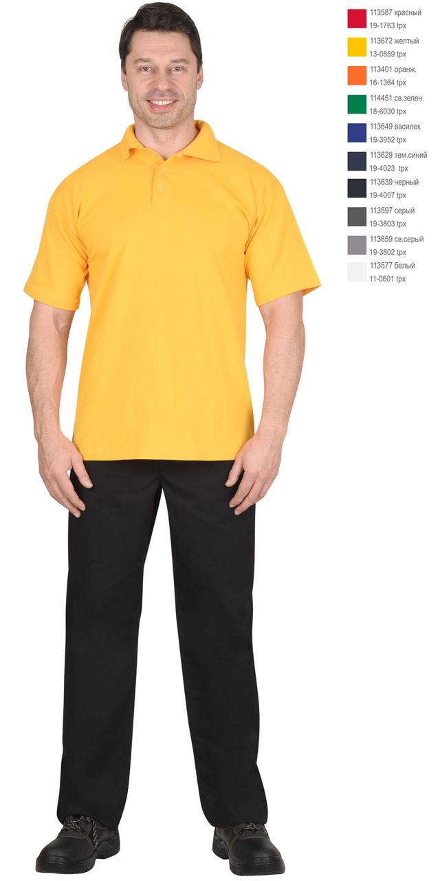 Рубашка-поло короткие рукава желтая, рукав с манжетом, пл. 180 г/кв.м. - фото 2 - id-p215583705
