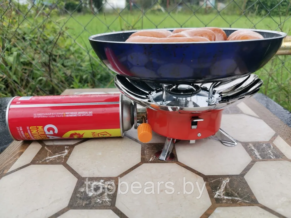 Портативная туристическая ветрозащитная газовая плита - горелка Windproof camping stove CS-102XL - фото 4 - id-p215116954