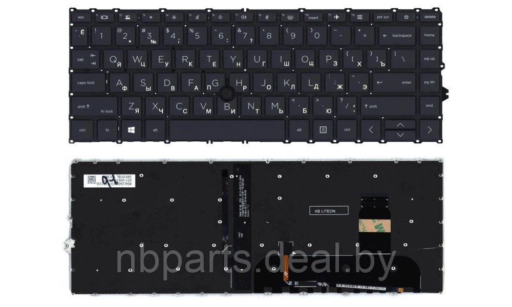 Клавиатура для ноутбука HP Probook 840 G8, чёрная, с подсветкой, RU