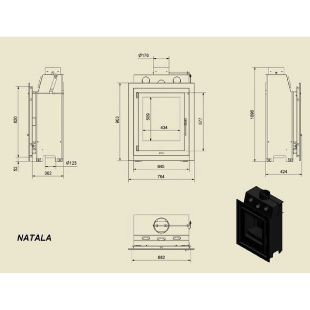 Каминная топка Natala 12 кВт - фото 2 - id-p30640258