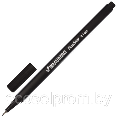 Ручка капиллярная (линер) BRAUBERG "Aero", ЧЕРНАЯ, трехгранная, металлический наконечник, линия письма 0,4 мм - фото 1 - id-p215593685