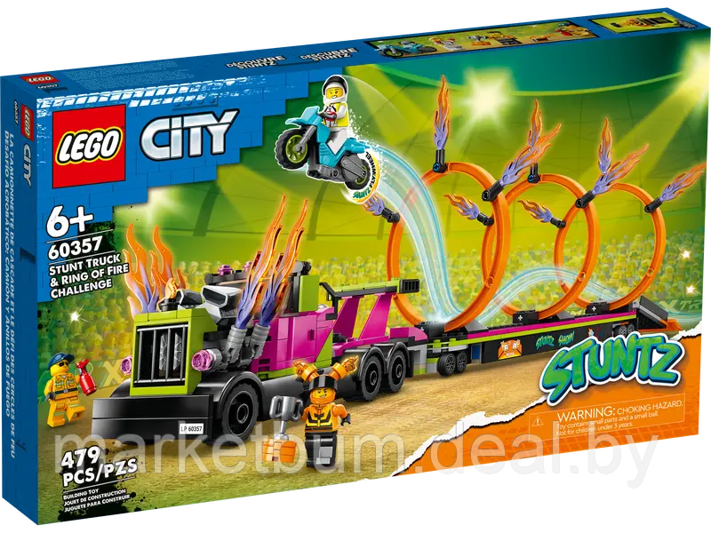 Конструктор LEGO City 60357, Трюковый-грузовик и огненные кольца - фото 3 - id-p215594929
