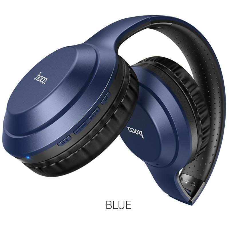 Беспроводные наушники - HOCO W30, Bluetooth 5.0, AUX, MicroSD, микрофон, 300mAh (8 часов), синие - фото 2 - id-p215595081