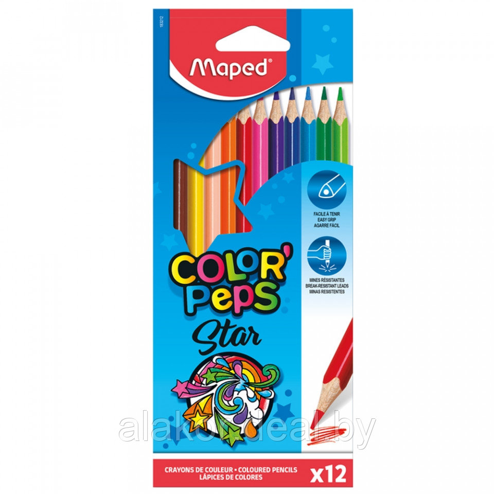 Цветные карандаши Maped "Color Peps", 12шт., мини - фото 1 - id-p215595386