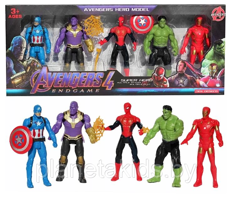 Игровой набор Супергероев (5 шт) Марвел, героев Marvel с оружием, герои Мстители арт. 2155