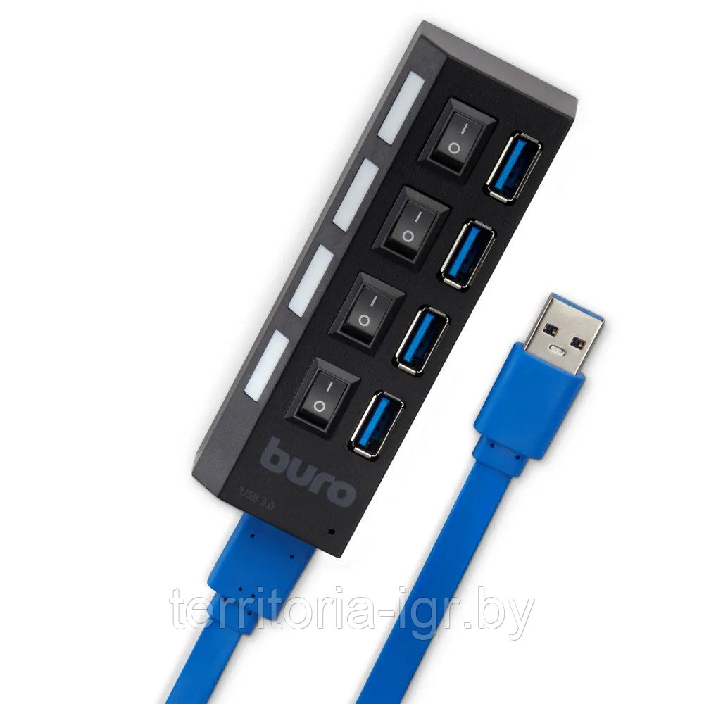 Разветвитель USB 3.0 BU-HUB4-U3.0-L черный Buro - фото 5 - id-p215595496