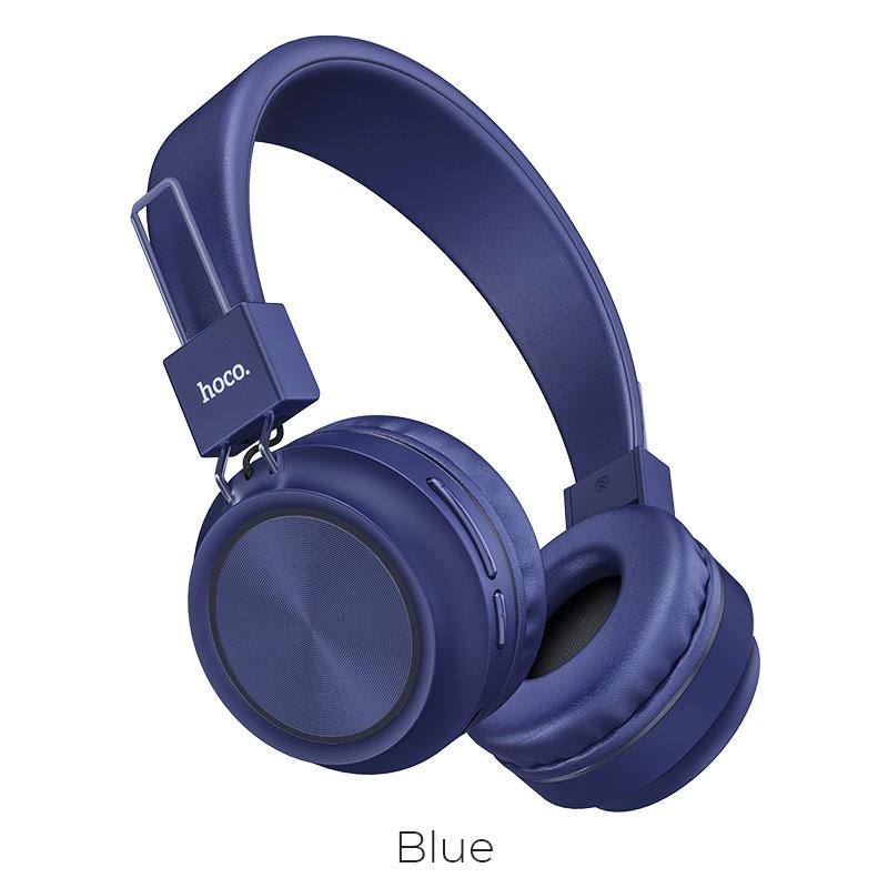 Беспроводные наушники - HOCO W25, Bluetooth 5.0, AUX, MicroSD, микрофон, 300mAh (12 часов), синие - фото 1 - id-p215595586