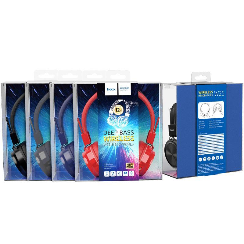 Беспроводные наушники - HOCO W25, Bluetooth 5.0, AUX, MicroSD, микрофон, 300mAh (12 часов), синие - фото 6 - id-p215595586