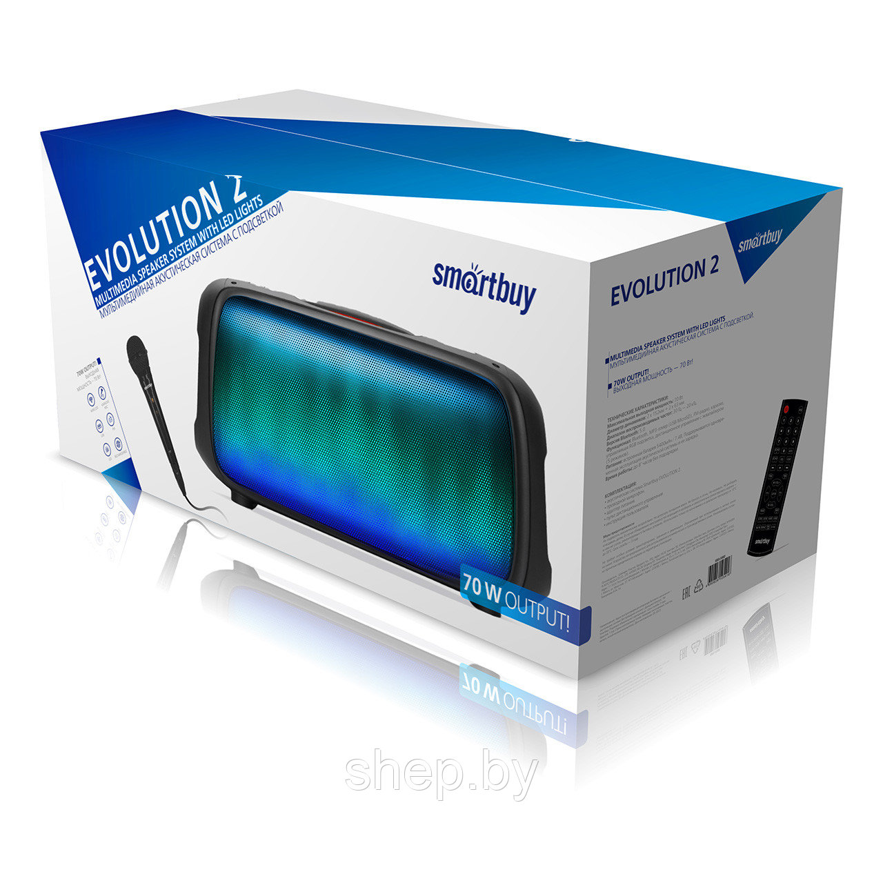 Акустическая система Smartbuy EVOLUTION 2 SBS-5560, 70Вт, 5400 мАч ,Bluetooth, проводной микрофон, пульт ДУ - фото 10 - id-p215596064