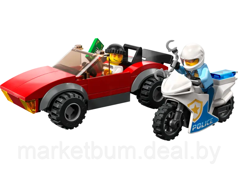Конструктор LEGO City 60392, Полицейский мотоцикл - погоня за автомобилем - фото 3 - id-p215597097