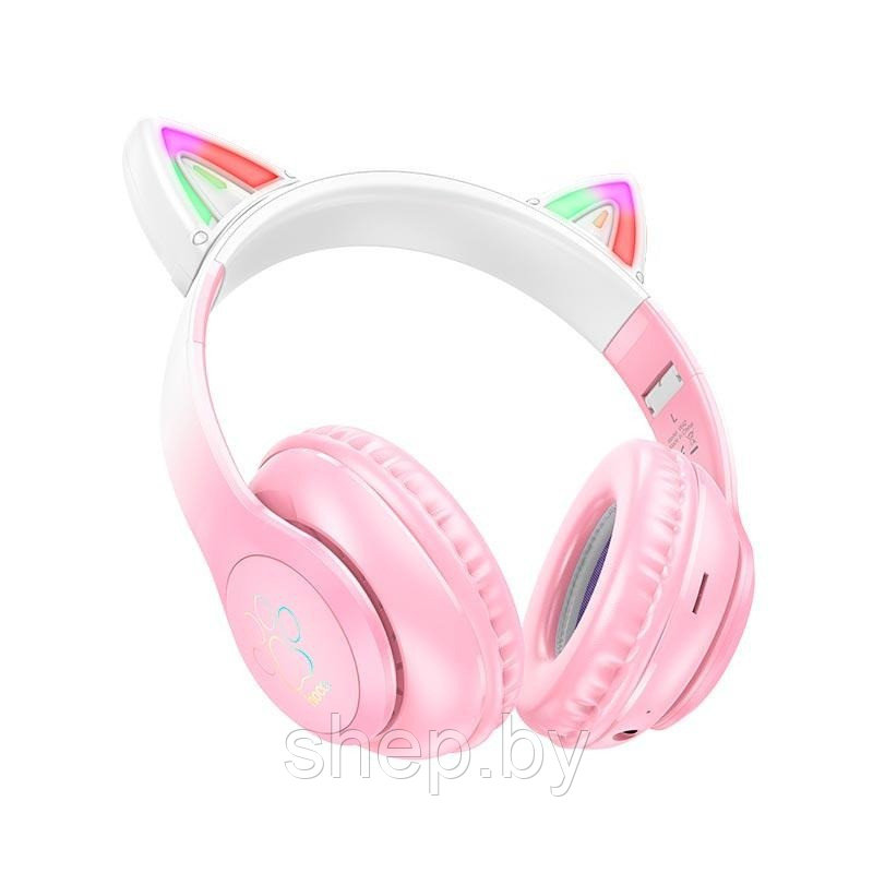 Беспроводные наушники Кошачьи Ушки Hoco W42 Cat ears цвет : розовый, сиреневый, голубой NEW 2023!!! - фото 5 - id-p215599315