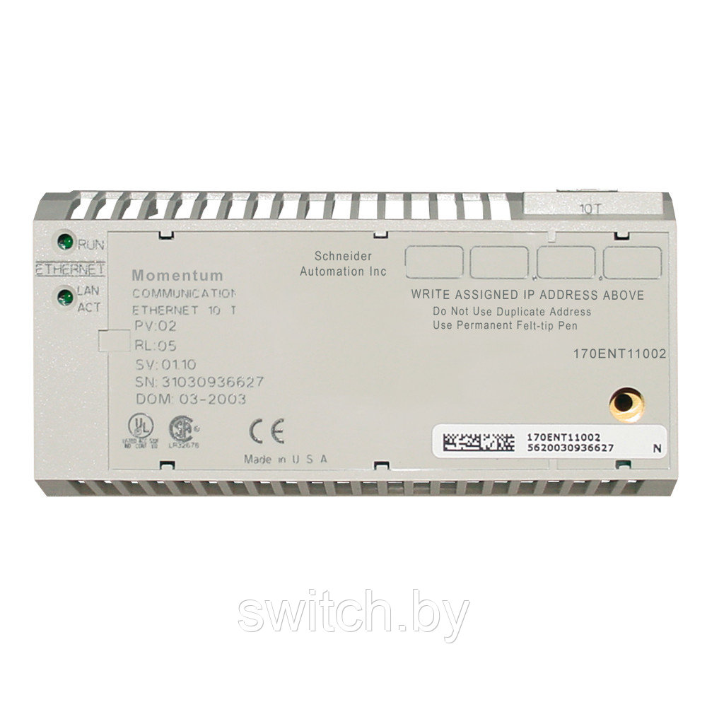 170ENT11001 MOMENTUM коммуникационный адаптер, Ethernet TCP/IP (Modbus) v2.0 - фото 3 - id-p215598631