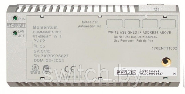 170ENT11002 MOMENTUM коммуникационный адаптер, Ethernet TCP/IP (Modbus) - фото 3 - id-p215598632