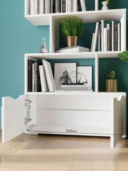Стеллаж деревянный напольный для книг игрушек дома MP17 белый книжный шкаф с ящиками высокий полки в детскую - фото 4 - id-p215601024