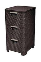 Комод 3Х STYLE RATTAN DRAWER DBR 210, темно/коричневый