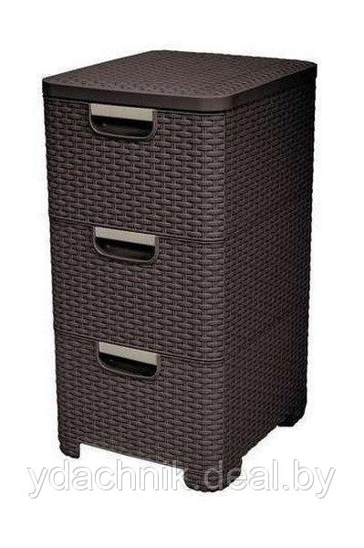 Комод 3Х STYLE RATTAN DRAWER DBR 210, темно/коричневый - фото 1 - id-p214694022