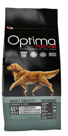 Optima Nova Dog Adult Obesity (курица и рис), 12 кг - фото 1 - id-p215604844