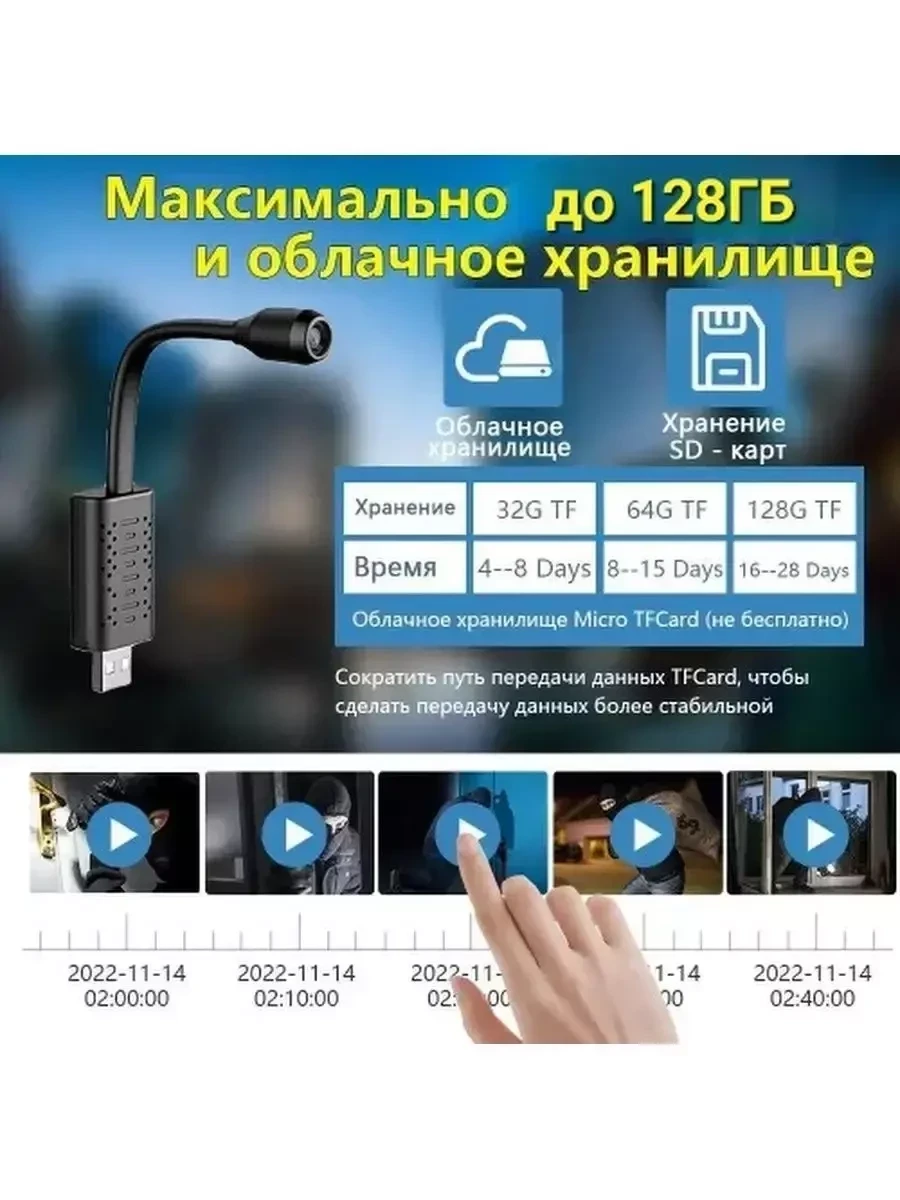 Мини USB Smart WiFi камера V380 Pro - фото 10 - id-p215605414