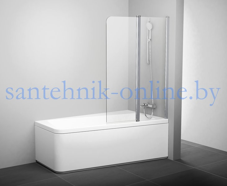 Ravak Шторка для ванны 10° 10CVS2-100 R белая+транспарент - фото 1 - id-p215606837