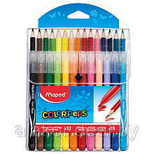 Набор цветные карандаши 15шт + фломастеры Maped "Jungle"12шт