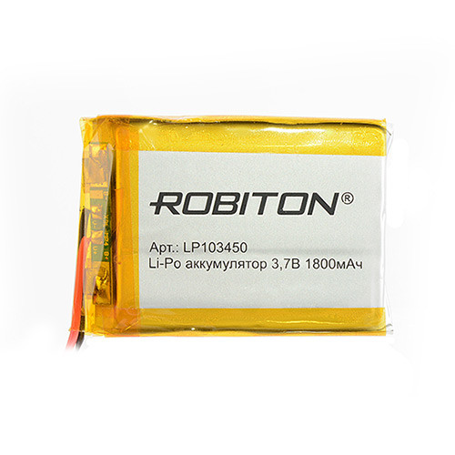 Литий-полимерный аккумулятор 103450 1800mAh - ROBITON/ET, 3.7V, c платой защиты