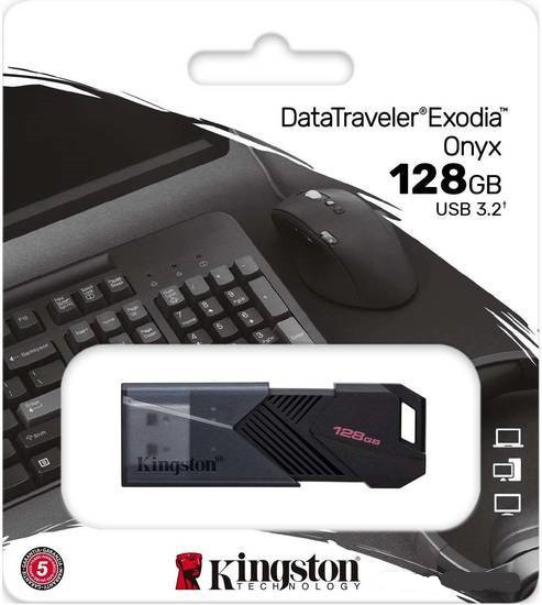 USB Flash накопитель 3.2 128GB Kingston DataTraveler Exodia Onyx DTXON/128GB - фото 1 - id-p215311567