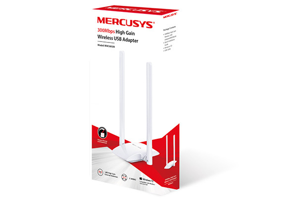 Wi-Fi адаптер USB Mercusys, беспроводной, MW300UH 300 Мбит, две антенны, USB кабель - фото 3 - id-p215311568