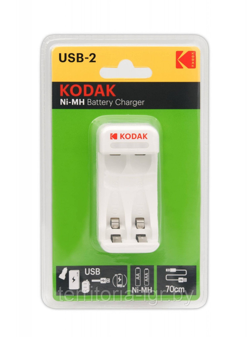 Зарядное устройство C8001B USB для 2 аккумуляторов AA - AAA Kodak - фото 1 - id-p215614541