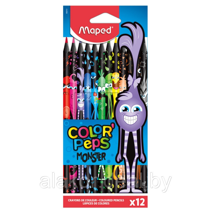 Цветные карандаши "Color' Peps Monster", 12шт. - фото 1 - id-p215614560