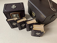 Набор из молитвенника, молитвослова, псалтыря и евангелие, в чемоданчике с ключем (подарочные кожаные книги)