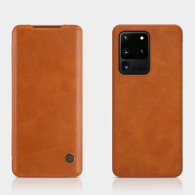 Кожаный чехол Nillkin Qin Leather Case Коричневый для Samsung Galaxy S20 Ultra - фото 4 - id-p215618847