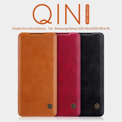 Кожаный чехол Nillkin Qin Leather Case Коричневый для Samsung Galaxy S20 Ultra - фото 5 - id-p215618847