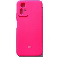 Силиконовый чехол с микрофиброй Silicone Case и защитой камеры ярко-розовый для Xiaomi Redmi Note 12S