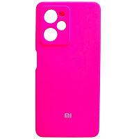 Силиконовый чехол с микрофиброй Silicone Case и защитой камеры ярко-розовый для Xiaomi Redmi Note 12 Pro 5G