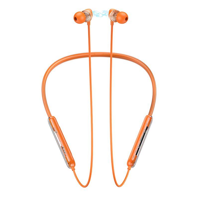 Беспроводные наушники - HOCO ES65, Bluetooth 5.3, микрофон, 200mAh (20 часов), спортивные, оранжевые - фото 2 - id-p215619107