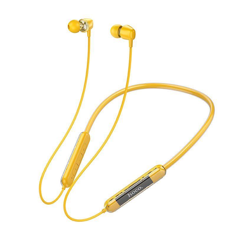 Беспроводные наушники - HOCO ES65, Bluetooth 5.3, микрофон, 200mAh (20 часов), спортивные, жёлтые - фото 1 - id-p215619662