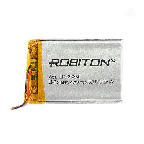 Литий-полимерный аккумулятор 233350 310mAh - ROBITON/ET LP233350, 3.7V, c платой защиты