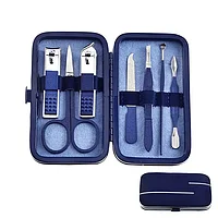 Набор инструментов для маникюра и педикюра - маникюрный набор, 7 предметов, синий 556596