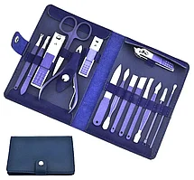 Набор инструментов для маникюра и педикюра - маникюрный набор, 15 предметов, синий 556597