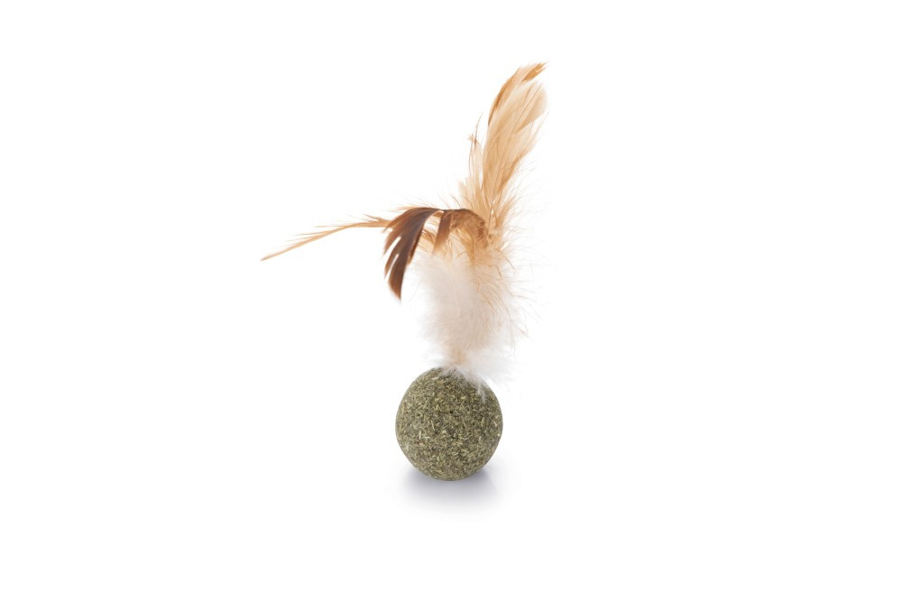 Beeztees Игрушка с ароматом кошьей мяты Мяч с перьями, 12 см - фото 1 - id-p215620702