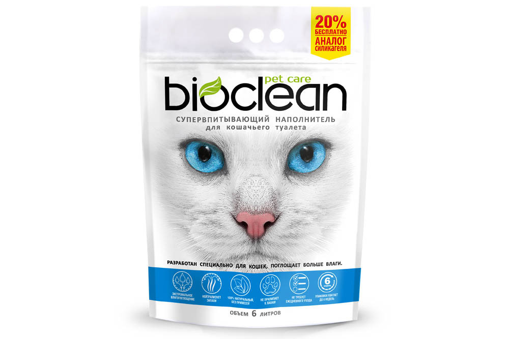 Наполнитель впитывающий BioClean BIOCLEAN для кошек, 6л - фото 1 - id-p215620755