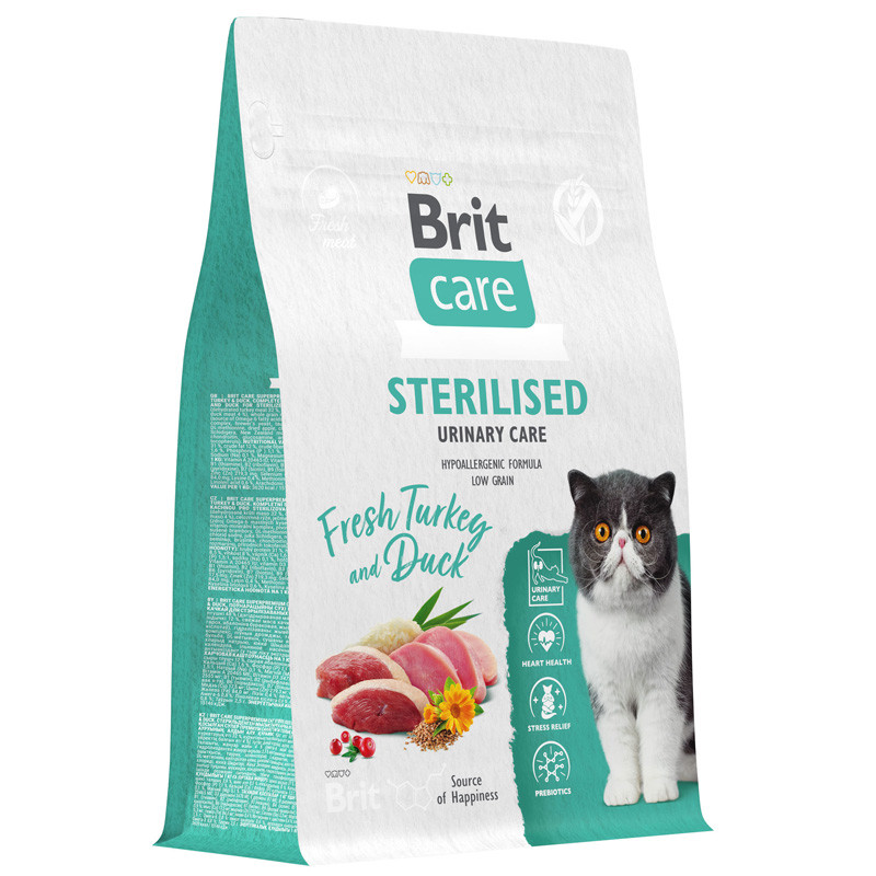 Brit Care Cat Sterilised Urinary Care (индейка, утка), 400 гр - фото 1 - id-p215620775