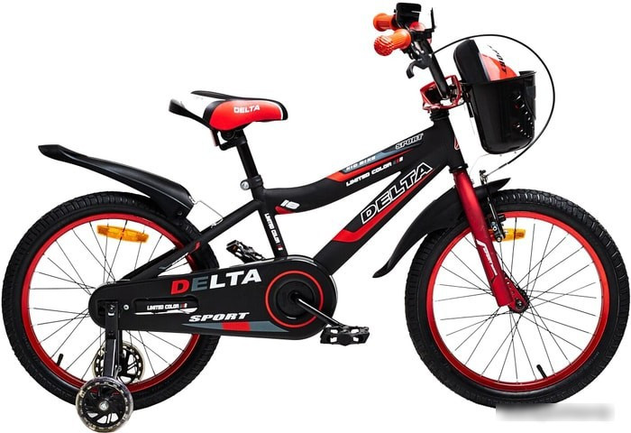 Детский велосипед Delta Sport 16 2020 (черный/красный) - фото 1 - id-p210498697