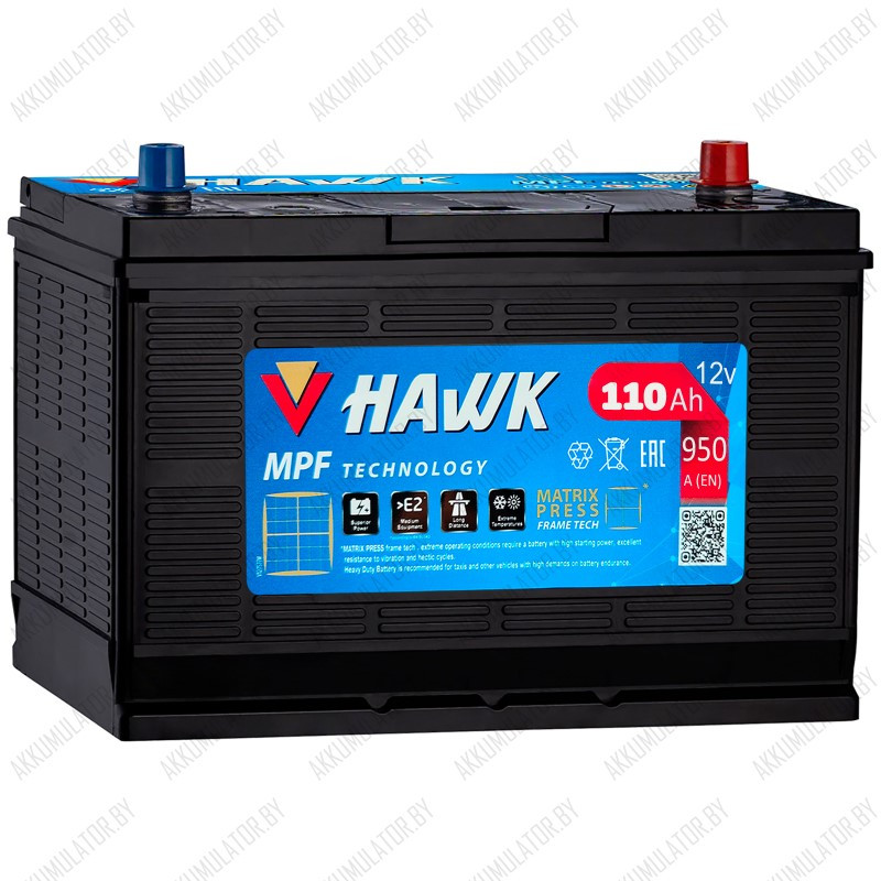 Аккумулятор HAWK Asia / 110Ah / 950А / Прямая полярность
