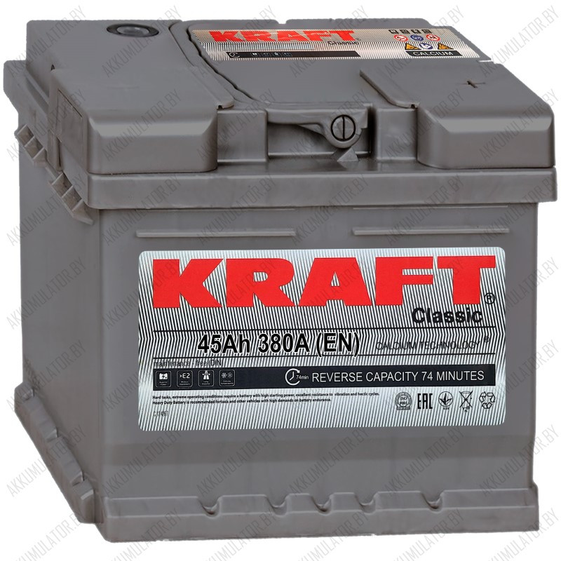 Аккумулятор Kraft Classic / 45Ah / 380А / низкий