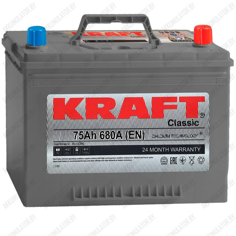 Аккумулятор Kraft Classic Asia / 75Ah / 680А - фото 1 - id-p215622555