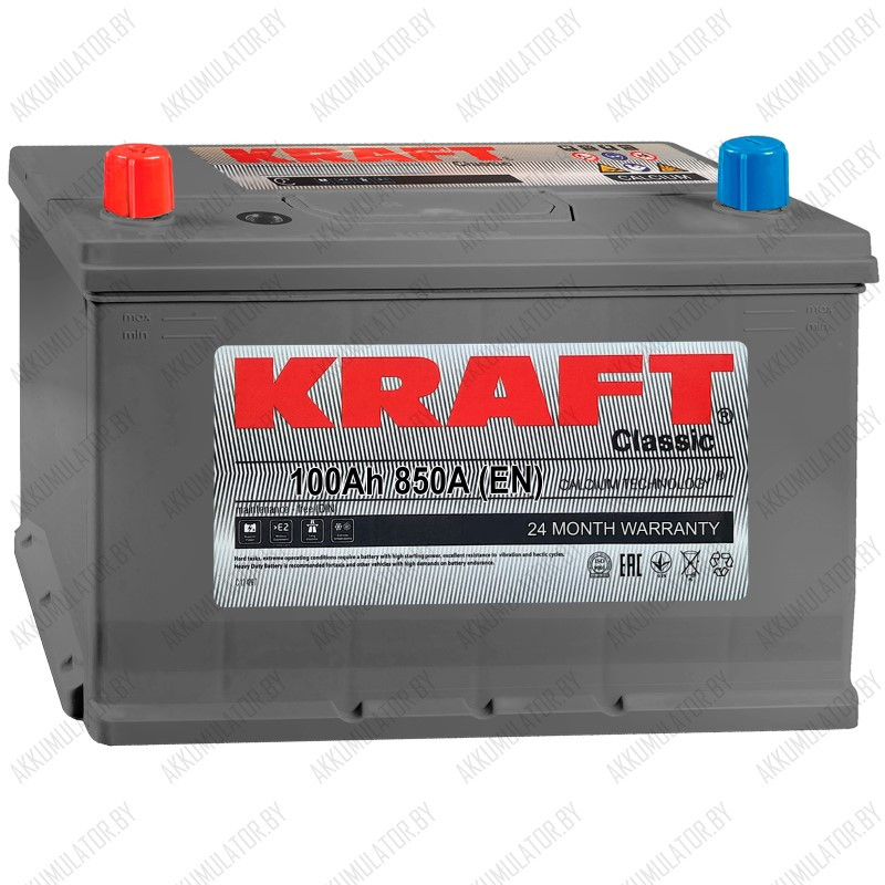 Аккумулятор Kraft Classic Asia / 100Ah / 850А / Прямая полярность