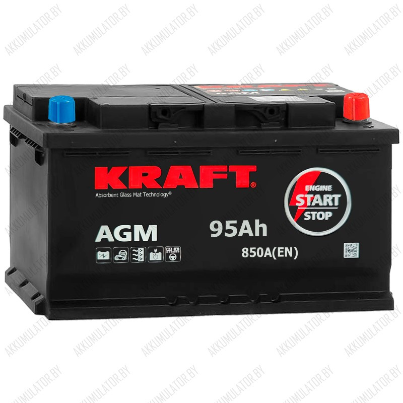 Аккумулятор Kraft AGM / 95Ah / 850А - фото 1 - id-p215622566