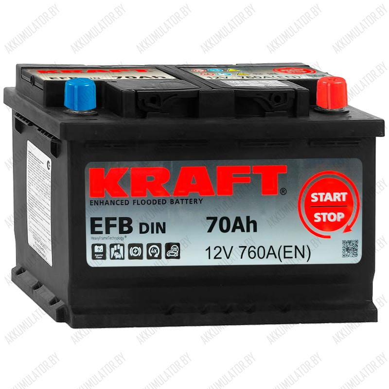 Аккумулятор Kraft EFB / 70Ah / 760А - фото 1 - id-p215622568