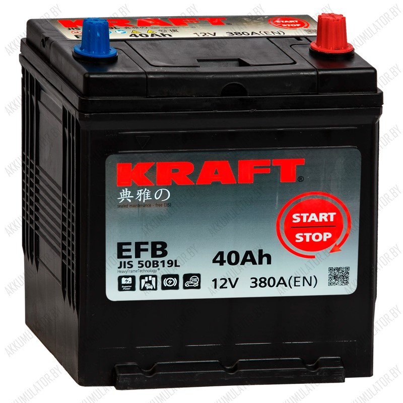 Аккумулятор Kraft EFB Asia / 40Ah / 380А